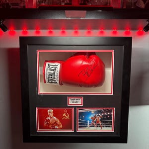 Boxing Glove Display Case: 5-inch Deep Black Frame, Photo Title