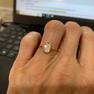 Customer photo from melissavelvetslipper, Dainty Oval Rose Quartz Ring