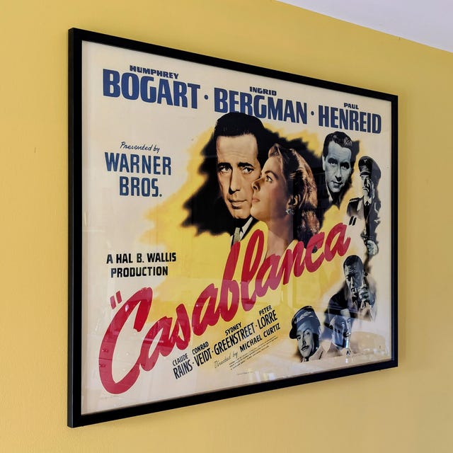 カサブランカの映画ポスター：ハンフリー・ボガート＆イングリッド