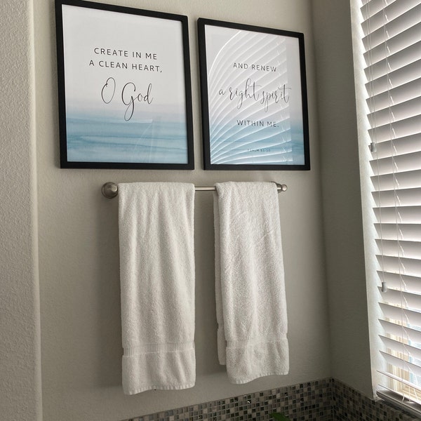 Psalm 51:10 Bible Verse Printable Wall Art Christian Wall Decor Laundry ...