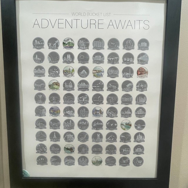Poster à Gratter Top 100 Destinations Du Monde - Format A2 - Cadeau Voyageur - Avec Tube Et Grattoir