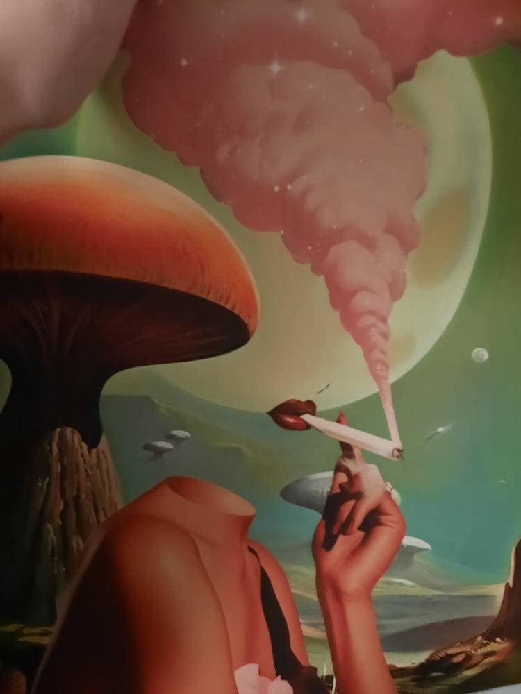 Egoless (Retro Surreal Art, Mushroom Art, Cannabis Poster, Vintage Wall Print, Trippy Wall Art)