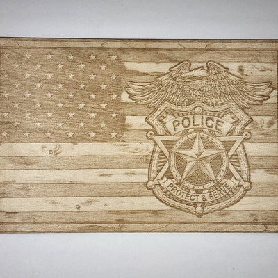 Glowforge Digital Laser Ready File _ American Flag Police _ Engrave ...
