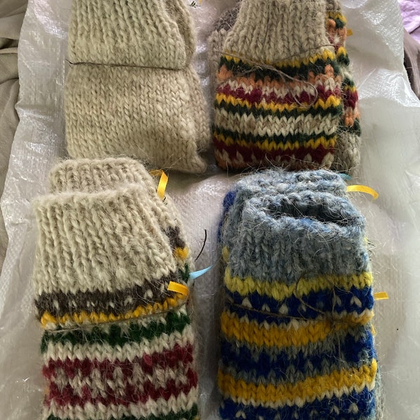 3 Pairs 100% Natural Sheep Wool Socks - Winter Warmth, Women's, Striped, 35-46