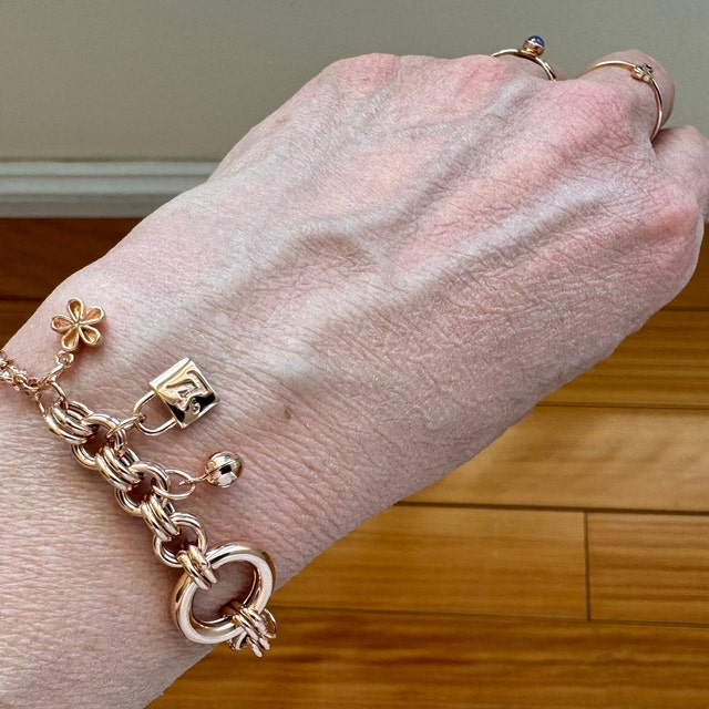 14k Gold Rolo Link Bracelet With Rolo Charm | Thick Belcher 14k Gold Rolo Link Bracelet With Rolo Charm | Thick Belcher