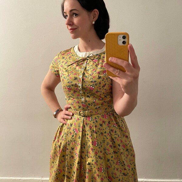 Vintage 1940s 50s Black Silver Rick Rack Patio Dress Circle Skirt Belt ...