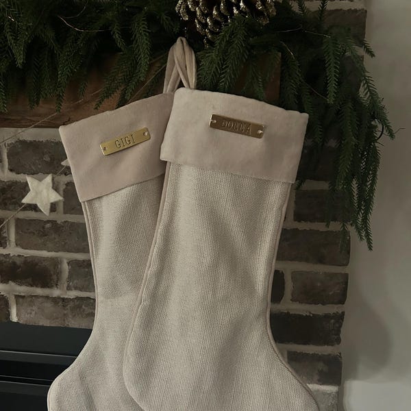 Stocking Labels Removable Brass Stocking Tags - Hand Stamped Metal Name Tags - Name Labels ...