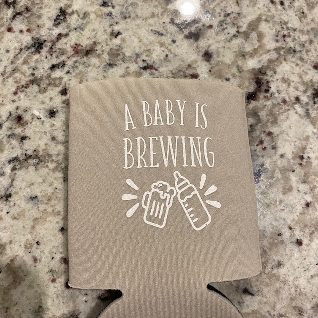 A Baby is Brewing Baby Shower Full Color Slim Can Cooler 6FS Baby
