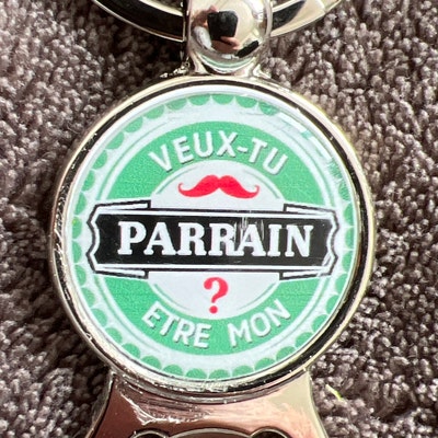 Porte-clés "Veux-tu être Mon Parrain ?" Personnalisé - En Acier Inoxydable Argenté - Décapsuleur Intégré - Cadeau Pour Parrain, Baptême, Fête Des Pères
