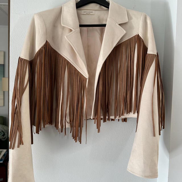 Brown Faux Suede Fringe Vest – Studded Open Front Western