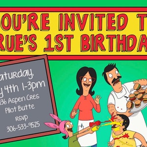 Bobs Burgers Party Invitation Birthday Shower BBQ | Etsy