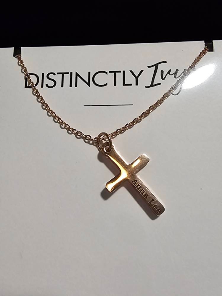Baptism Gift • Custom Cross Necklace • Christian Jewelry • First Communion Necklace • Girls Baptism Necklace • Personalized Date Gold