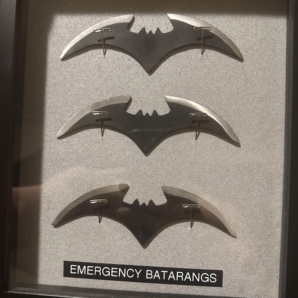Emergency Batarangs Wall Mount Display - 3 Metal Bat Shaped Movie Prop ...