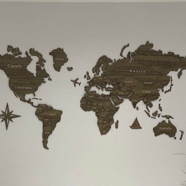 World Map on Wooden Wall – designer canvas print – Photowall