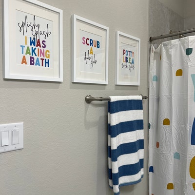 Kids Bathroom Art Set, Bathroom Wall Prints, Set of 4, Splish Splash, Scrub a Dub Dub, Kids ...