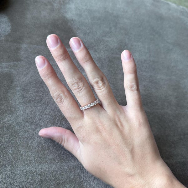 14K Gold Lab Grown Diamond Wedding Band | Seven Stone Eternity Ring - Etsy