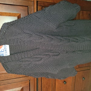 Hand Knit Oversize WOOL Woman Sweater Chunky Slouchy Long Cable