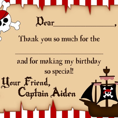 Pirate Thank You Cards Instant Download, Pirate Party Printables ...
