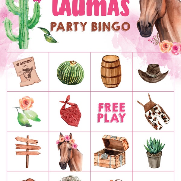 Horse Bingo Party Game, Cowgirl Birthday (editable Printable) - Etsy