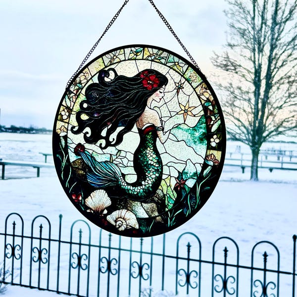 Sunflower and Tabby Cat Stained Glass Art - Bright and Warm Feline ...