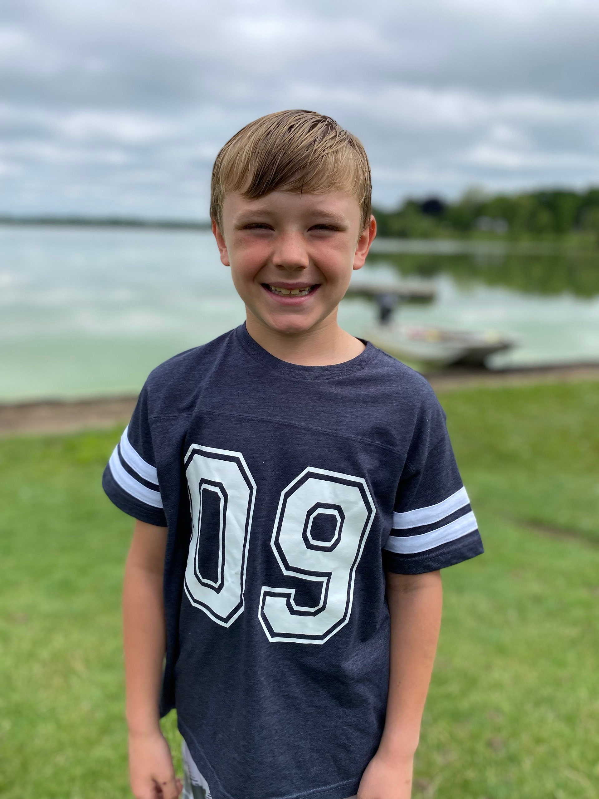 5th Birthday Football Shirt | Five Year Old Birthday Jersey Tee | Touchdown Sports Theme Party Outfit | Football Boy T-Shirt