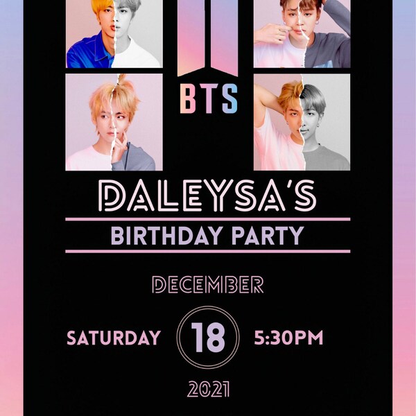 Editable BTS FAN- ARMY Fan Invitation- Bangtan Boys - Instant Download ...