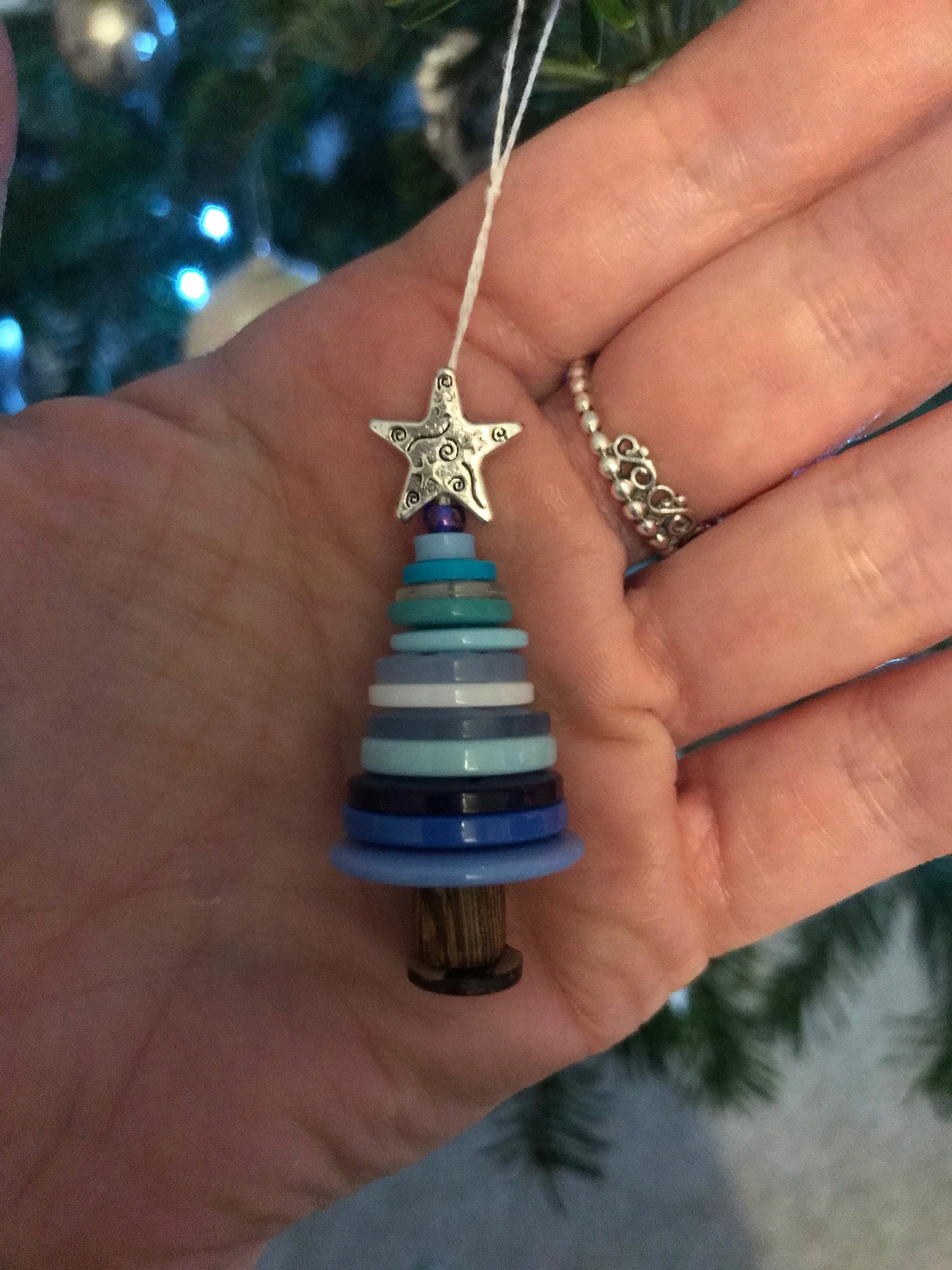 Button Christmas Tree Decoration, Make Your Own Kit or Ready Made, Christmas Ornaments, Stocking Stuffer, Mini Christmas Tree, Xmas Activity