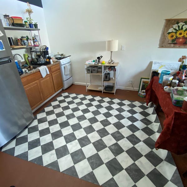 Checkerboard Sheet Vinyl Flooring Lino in Black and White Marble Tile ...
