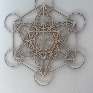 Metatron's Cube Wood Wall Art, Laser Cut Plywood, Sacred Geometry