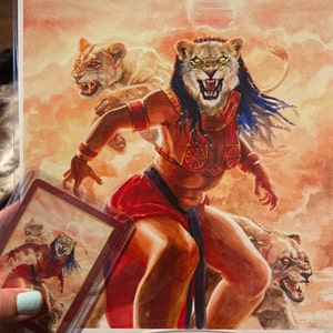 セクメトのアートプリント | エジプトの女神の絵画 | 水彩画 古代