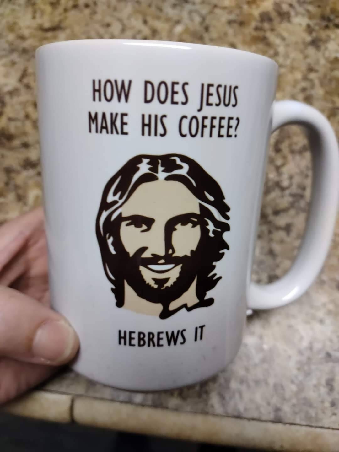 How Does Jesus Make His Coffee? Funny Novelty Gift Mug, Funny Christian Mug, Christian Gift