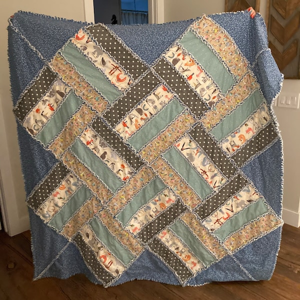 Jelly Roll Rag Quilt Pattern PDF, Rail Fence Baby Quilt Pattern, Strip ...