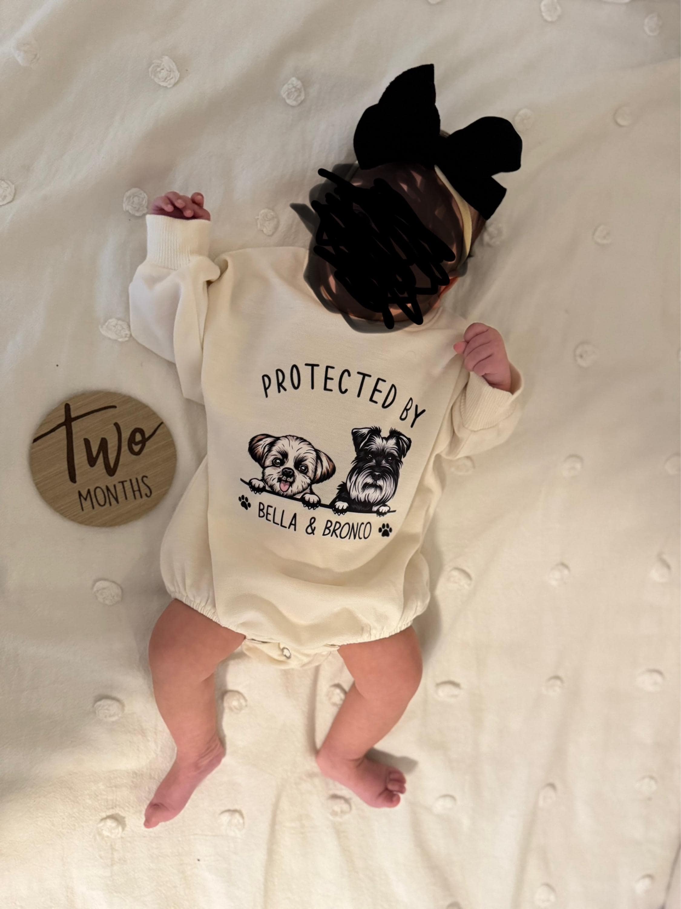 Custom Pet Portrait Protected By Baby Romper, Personalized Puppy Romper for Boys and Girls, Baby Pet Lover Outfit,Custom Baby Gift with Name