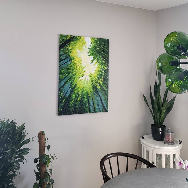 Original Green Forest Painting on Canvas 3D Abstract Textured Wall Art ...