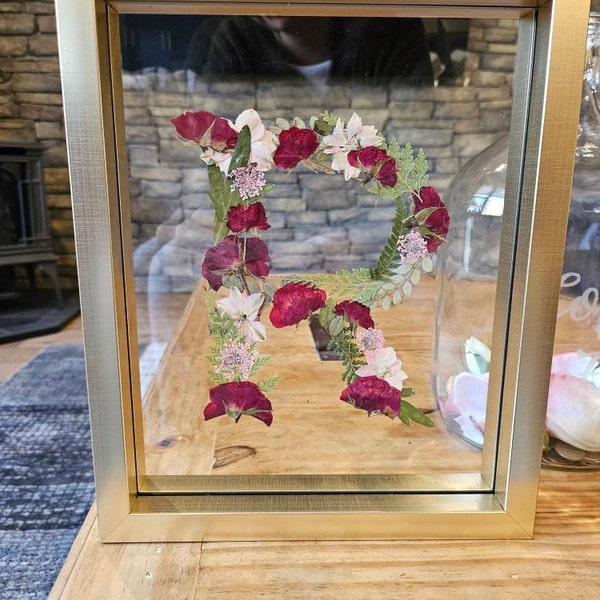 Pressed Flower Initial Art, Custom Floral Letter, Framed Monogram a ...