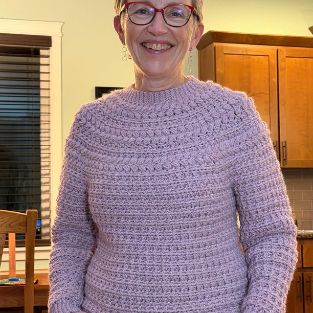 A customer's finished Macchiato Sweater Crochet Pattern PDF