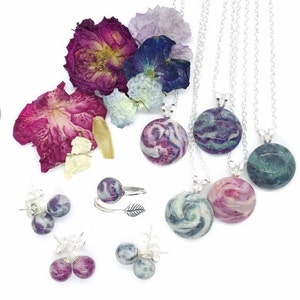Jewelry made discount from flower petals