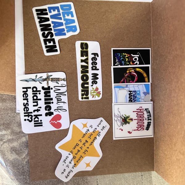 Mini Broadway Stickers (vinyl) - Musical Stickers, Hamilton, Waitress ...