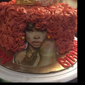 Afro Diva Black Beauty Edible Cake Image, Diva Cake, Afro Diva