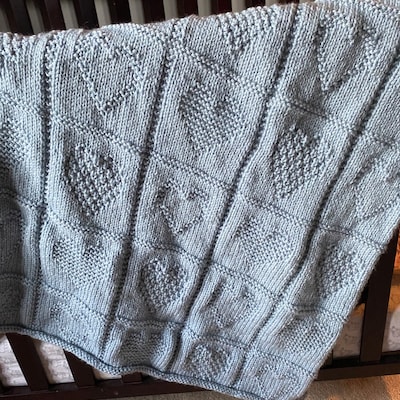 Baby Knitting Pattern Heart Baby Blanket Cable Pram - Etsy