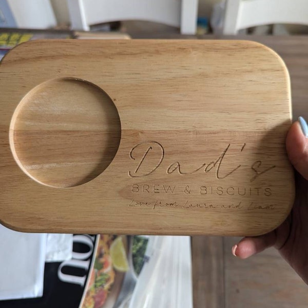 Personalised Custom Engraved Wooden Tea & Biscuit Board Serving Board Novelty Gift Birthday ...