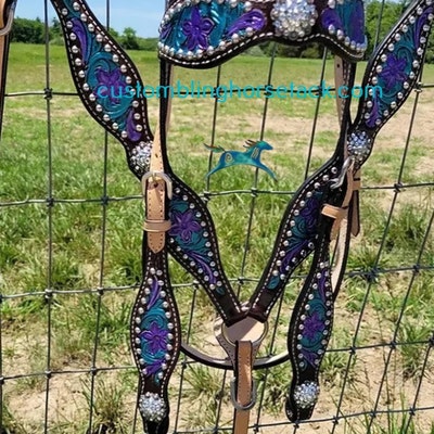 CSS Western Inlay Breastcollar and Bridle- Red Glitter Inlay main image 0