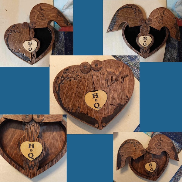 Laser Cut Wooden Wedding Ring Box Svg Dxf, 3mm 1/8inch Ring Box Cut ...