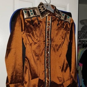Chemise Western Showmanship Equine Overseas - Taille M Laine - Tapis Assorti 34x42 - Orange Et Noir