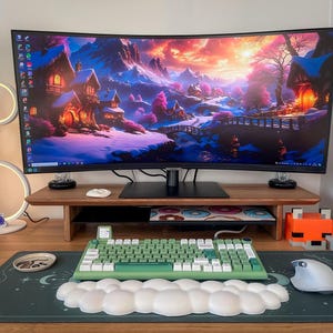 Desk Shelf Monitor Stand with storage, Desk Monitor Riser wood, Monitor Shelf wooden