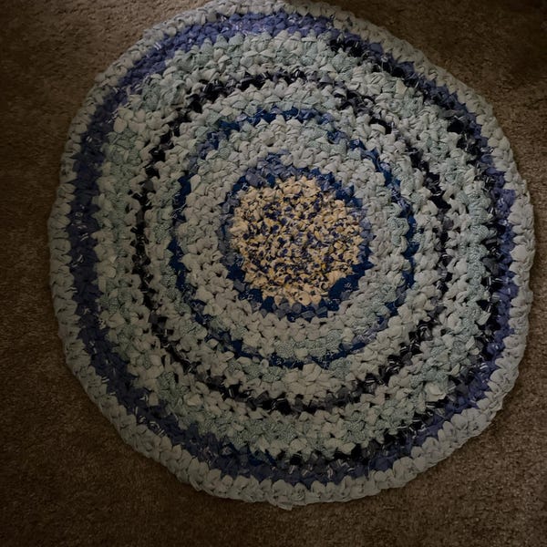 Rag Rug / Hand Crocheted Cotton Rug / Multi Color Accent Rug / Spiral ...