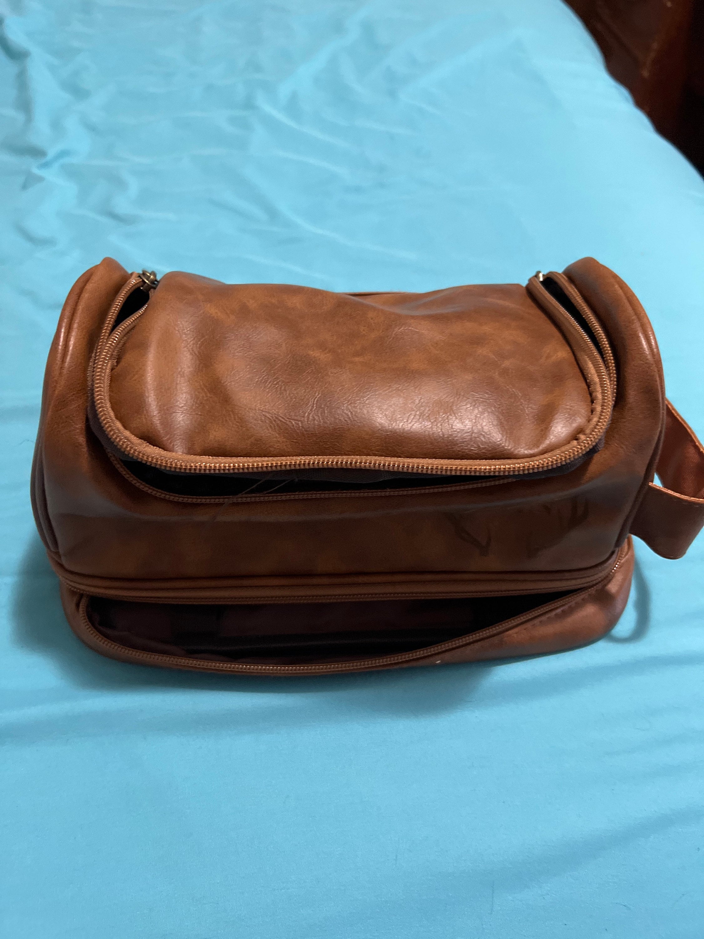 Personalized Travel Bag For Men, Faux Leather Hanging Toiletry Bag, Dopp Kits Personalized, Custom Gift For Men, Groomsmen Dopp Kit For Him