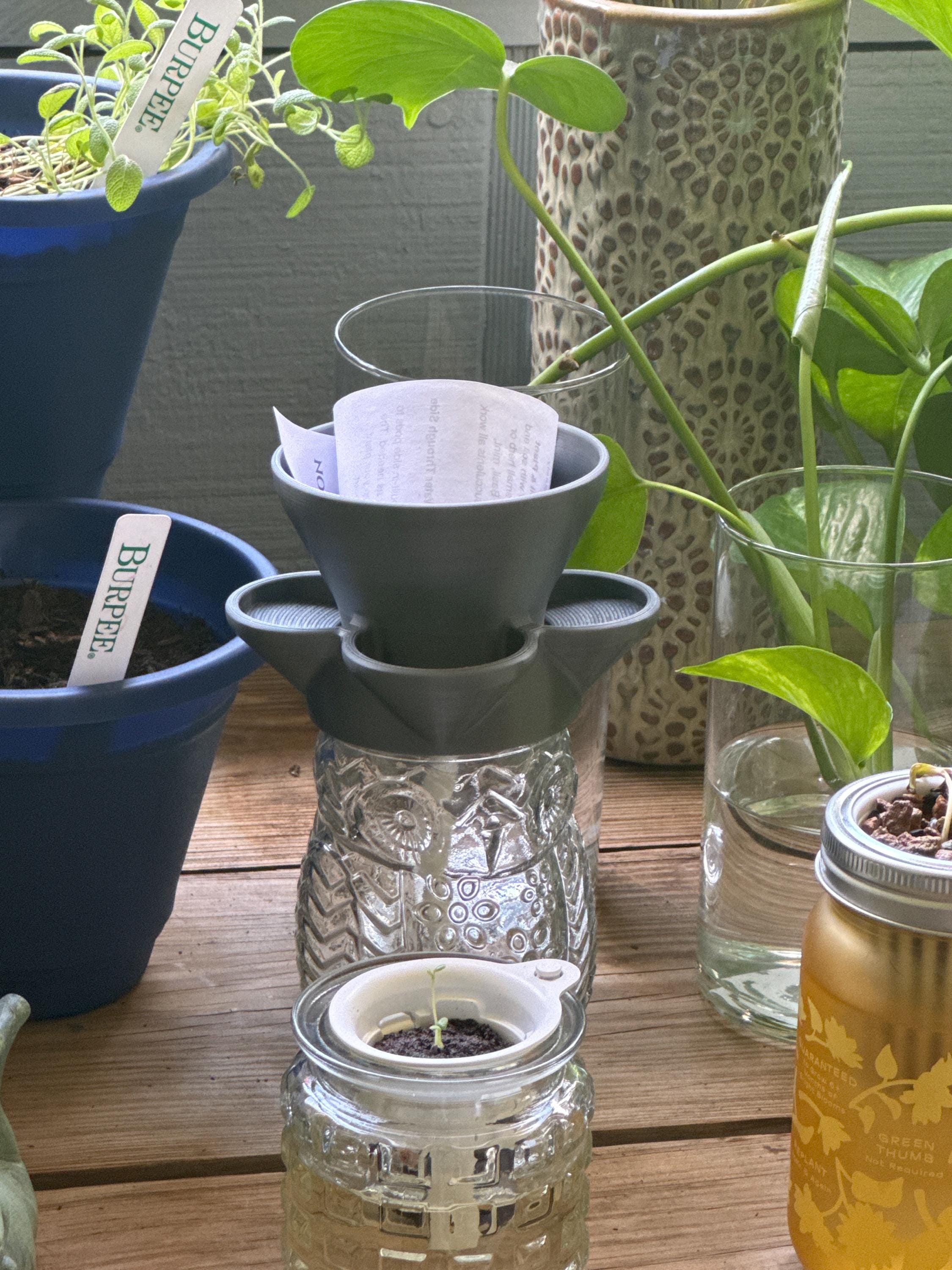 Self-Watering Mason Jar Planter – Indoor Herb Gardening – Low-Maintenance, Hydroponic-Inspired Growing System