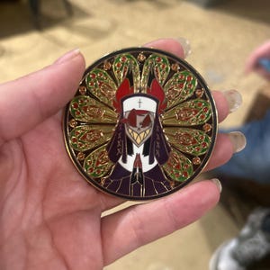 B GRADE Nun Alastor Enamel Pin: Hazbin Hotel Stained Glass, Gold