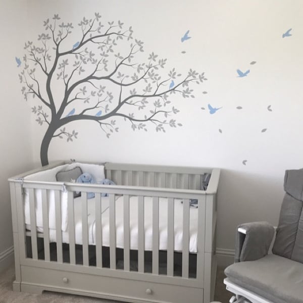 Nursery Wall Decals White Tree Wall Decal Large Tree Wall Decal Wall ...